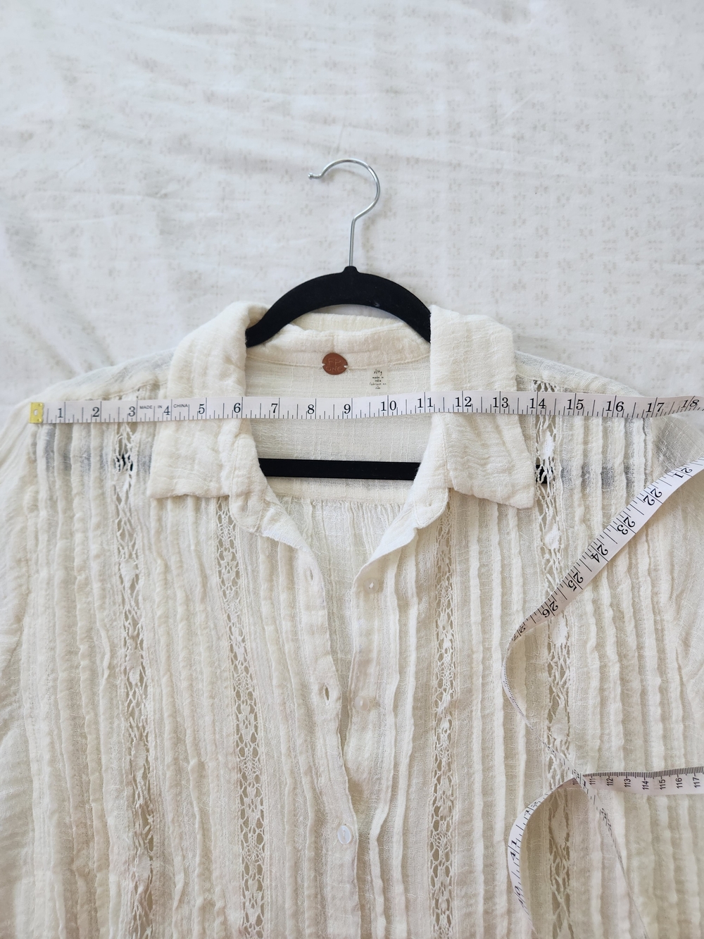 Free People One Mila Button Down Shirt in Cream Color - Picture 11 of 12